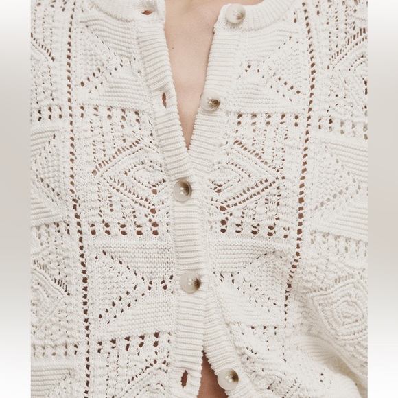 Massimo Dutti Short Sleeve Open Knit Cardigan - Picture 2 of 9